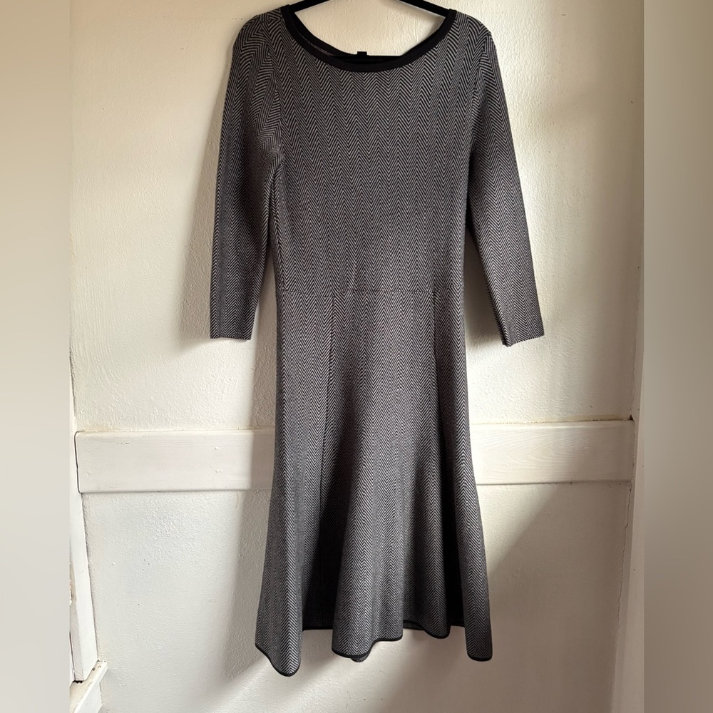 Ann Taylor Herringbone Wool-Cotton Knit Dress | Size S